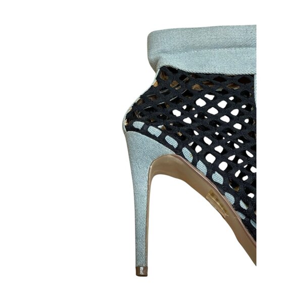 Cape Robbin Womens Light Blue Lace-Up Mesh Peep Toe Stiletto Heels Size 10M - Picture 9 of 15